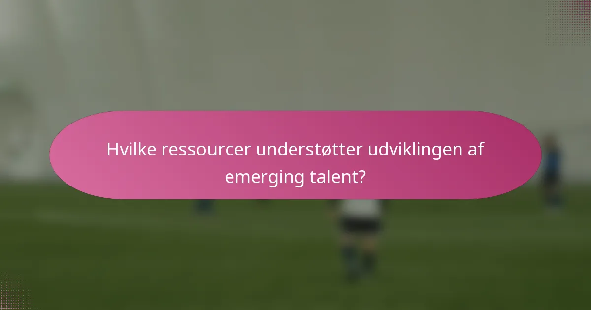 Hvilke ressourcer understøtter udviklingen af emerging talent?