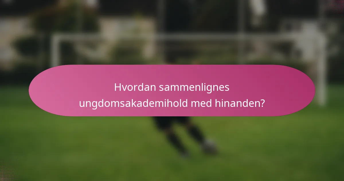 Hvordan sammenlignes ungdomsakademihold med hinanden?