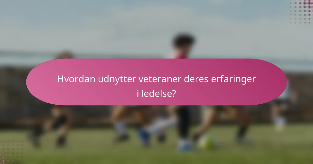 Hvordan udnytter veteraner deres erfaringer i ledelse?